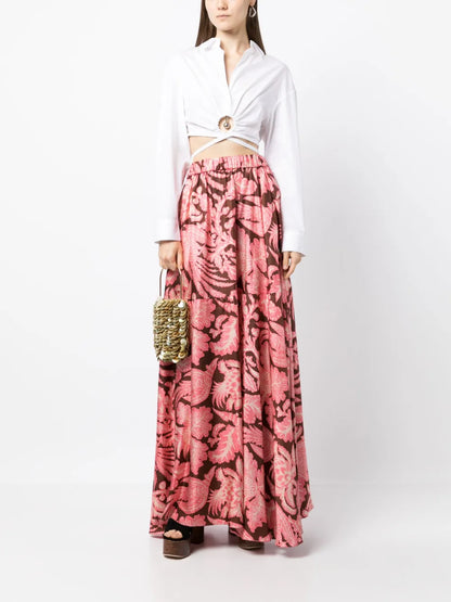 Floral-Print Asymmetric Maxi Skirt