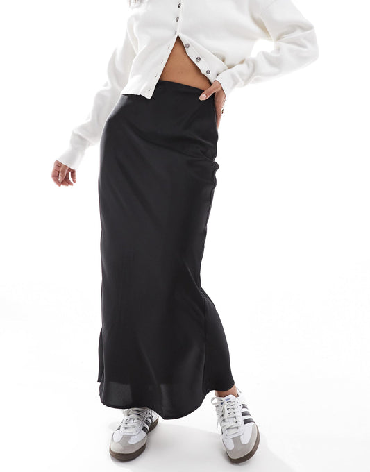 Satin Bias Midi Skirt