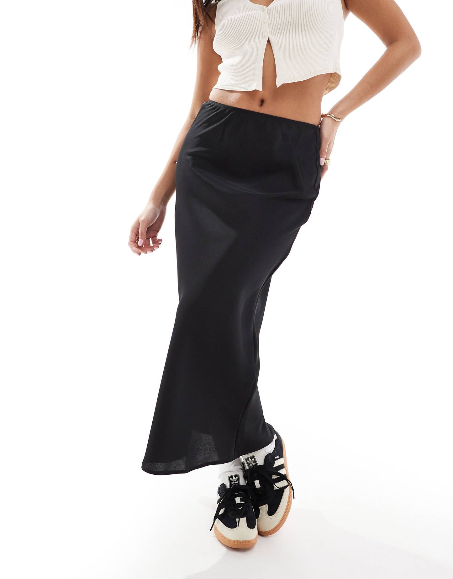 Petite Satin Bias Midi Skirt