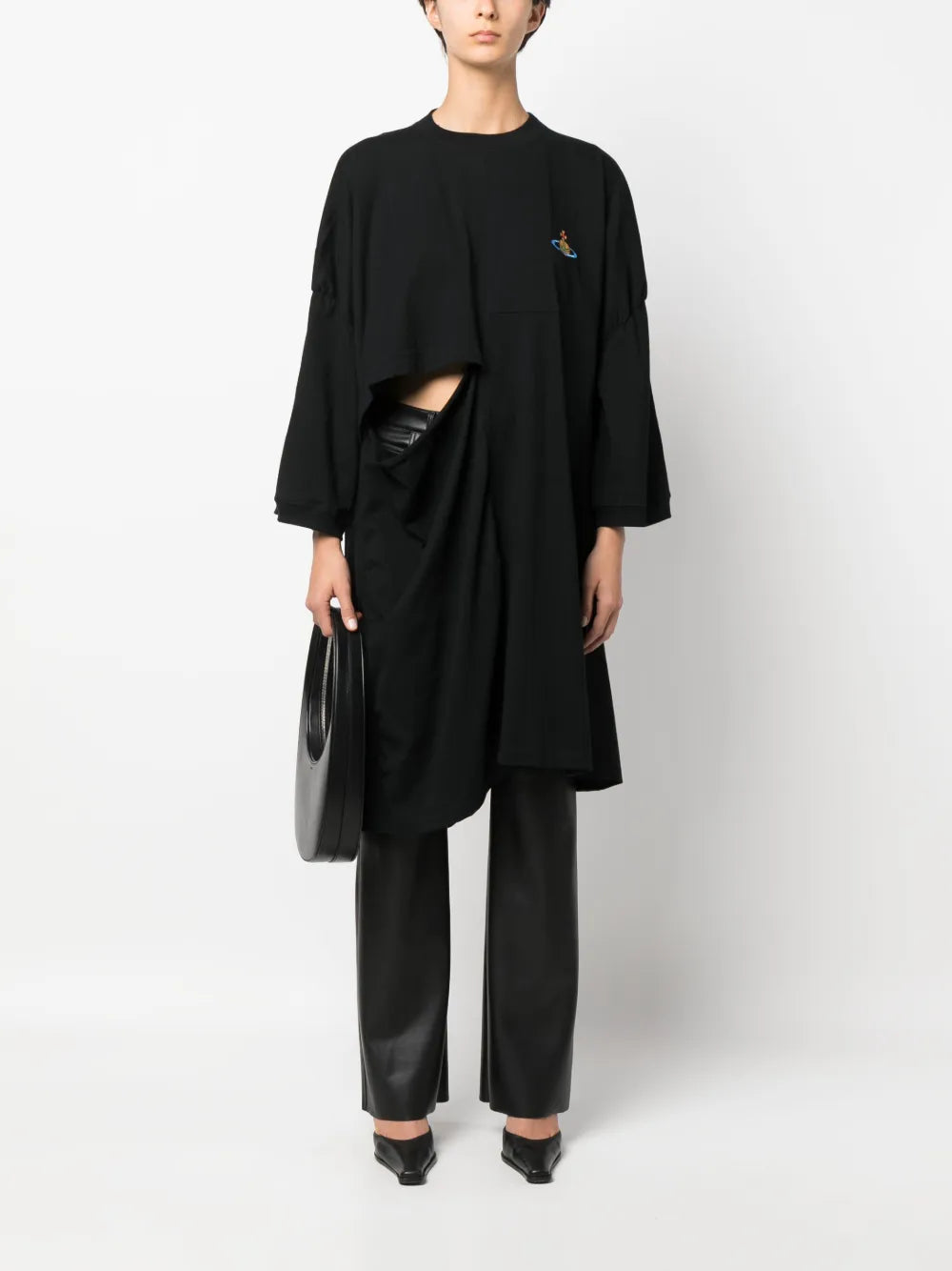Orb-Embroidered Cut-Out Detail Longline Top