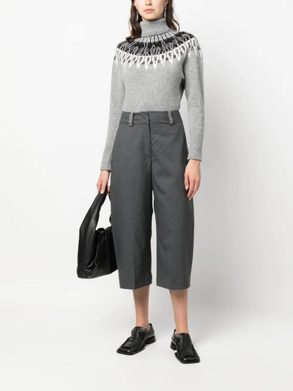 Intarsia-Knit Roll-Neck Jumper