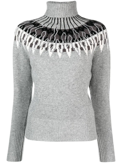 Intarsia-Knit Roll-Neck Jumper