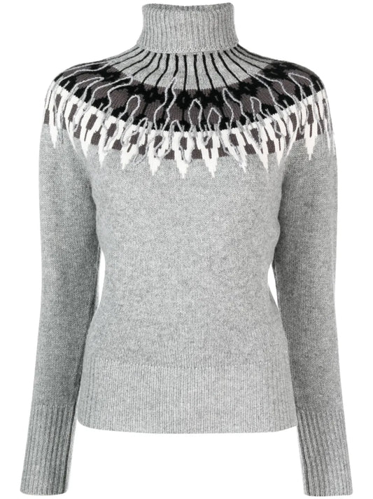 Intarsia-Knit Roll-Neck Jumper