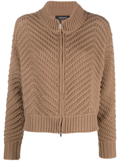 Zip-Up Cashmere Cardigan
