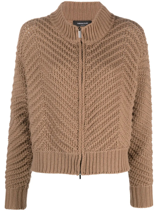 Zip-Up Cashmere Cardigan