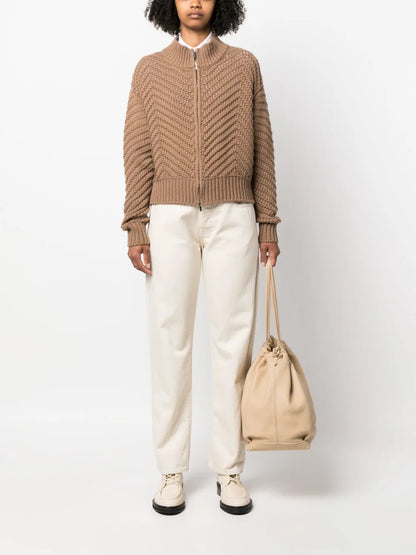 Zip-Up Cashmere Cardigan