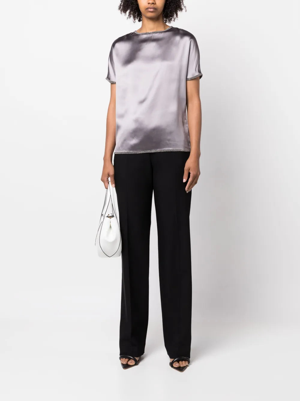 Crystal-Embellished Satin T-Shirt