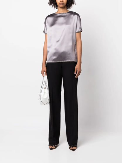 Crystal-Embellished Satin T-Shirt