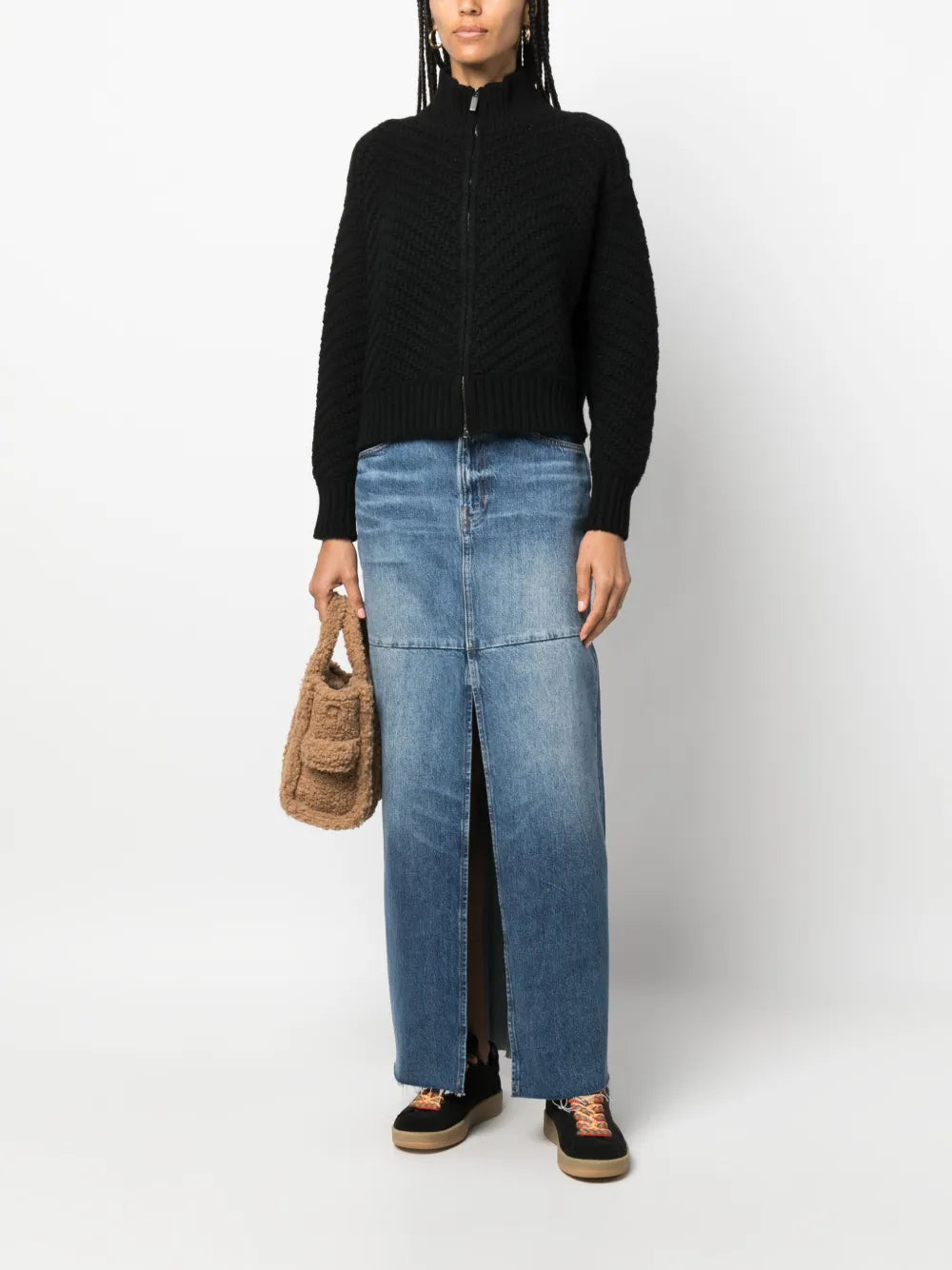 Zip-Up Cashmere Cardigan