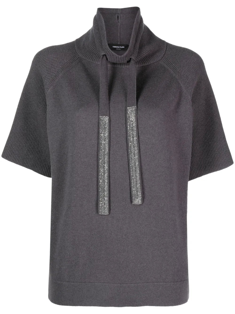 Ribbed-Knit Short-Sleeve Hoodie
