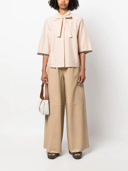 Contrast-Trim Short-Sleeve Shirt