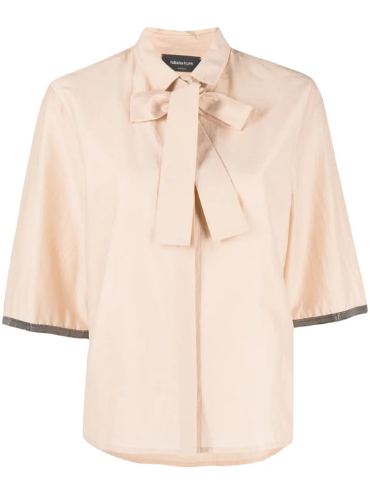 Contrast-Trim Short-Sleeve Shirt