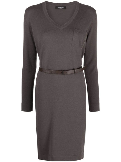 Knitted V-Neck Midi Dress