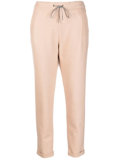 Drawstring-Waistband Tapered-Leg Trousers