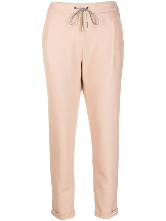 Drawstring-Waistband Tapered-Leg Trousers