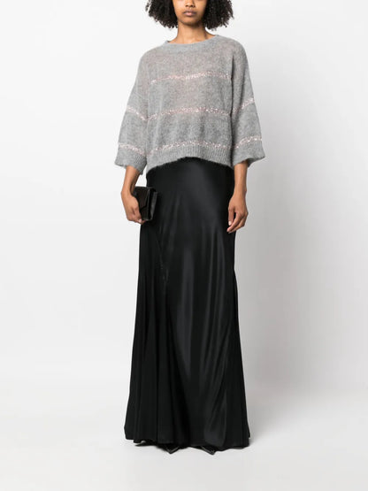 Sequin-Stripes Knitted Jumper