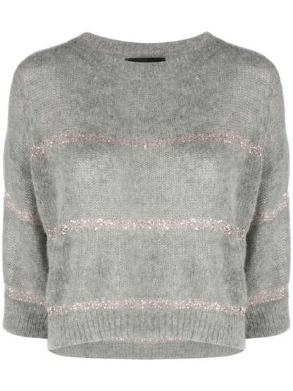 Sequin-Stripes Knitted Jumper