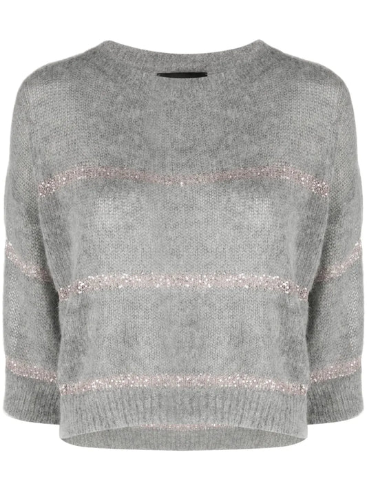 Sequin-Stripes Knitted Jumper