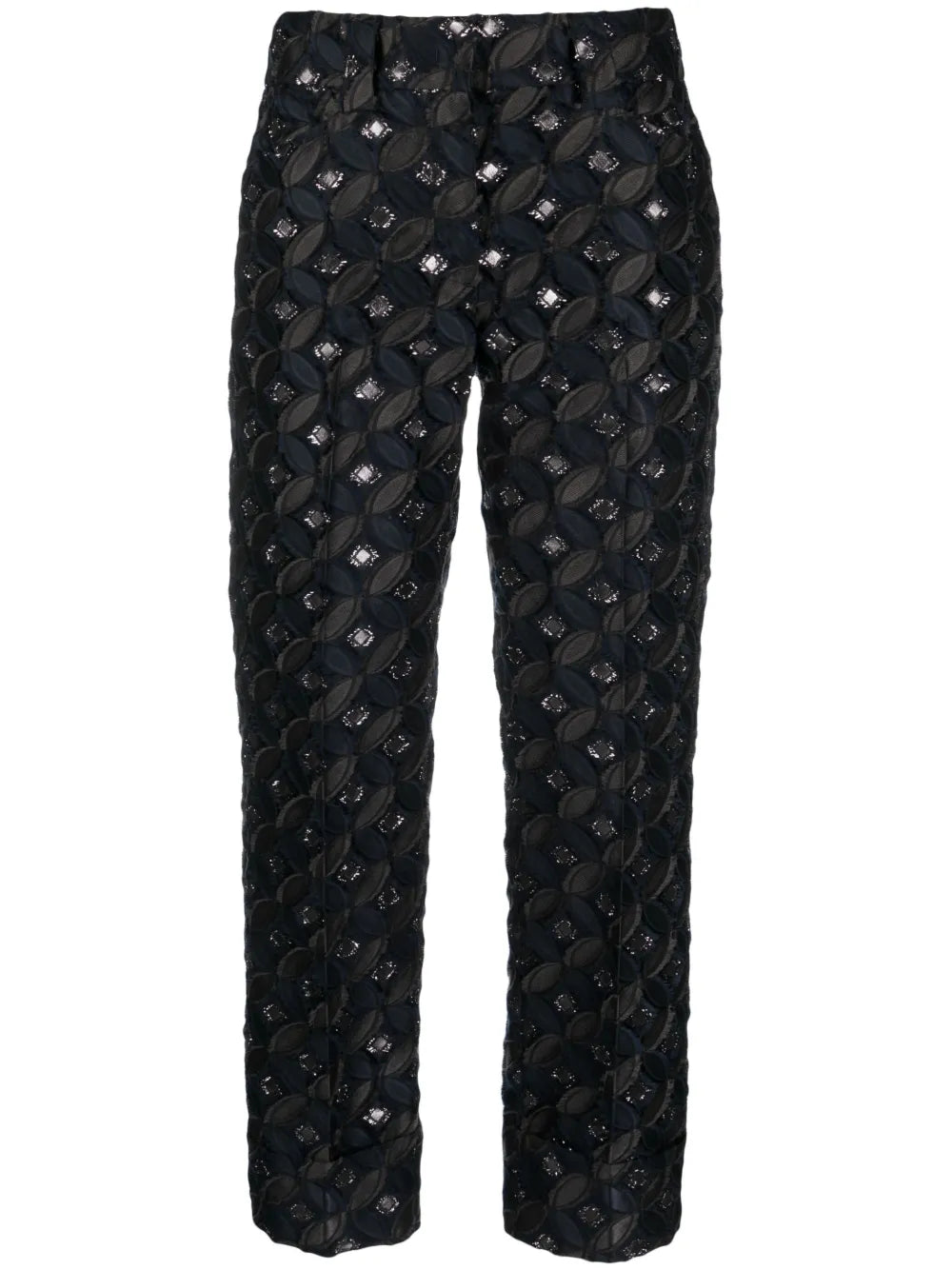 Patterned-Jacquard Cropped Trousers