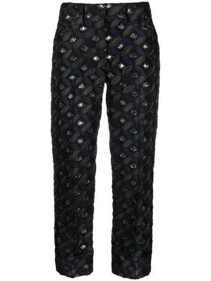 Patterned-Jacquard Cropped Trousers