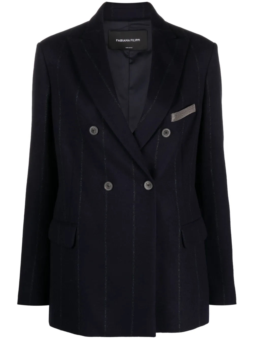 Stripe-Detail Double-Breasted Blazer