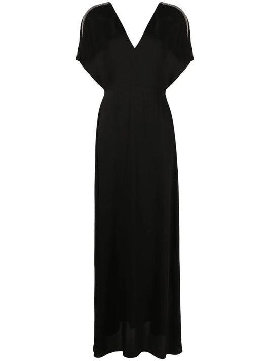 Beaded-Stripes V-Neck Gown