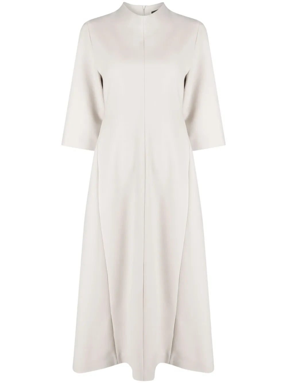 High-Neck Flared Midi Dress