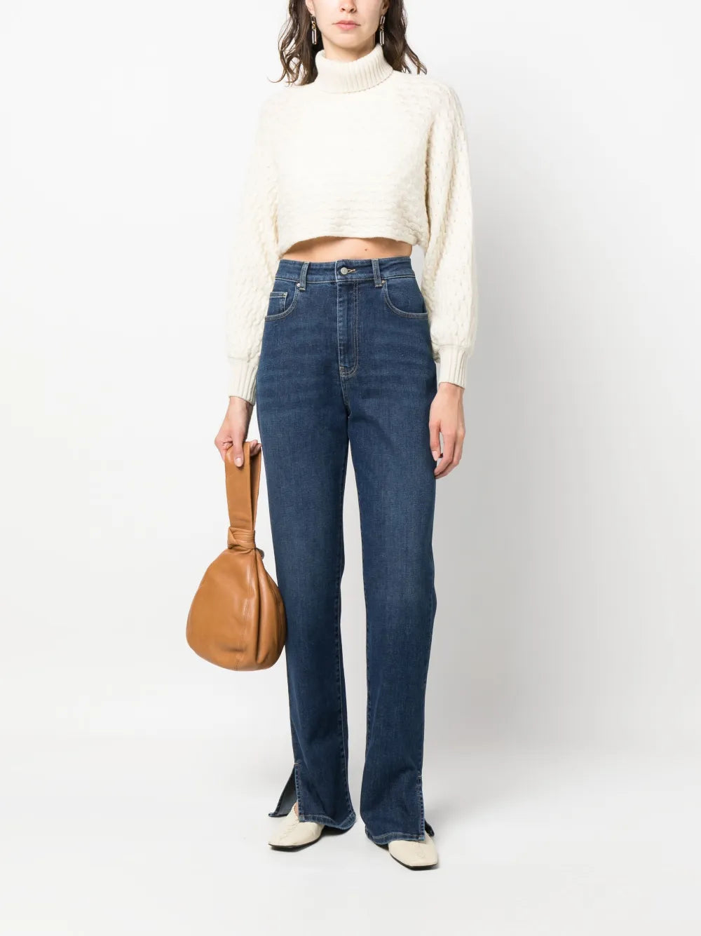 Side-Slit Bootcut Jeans