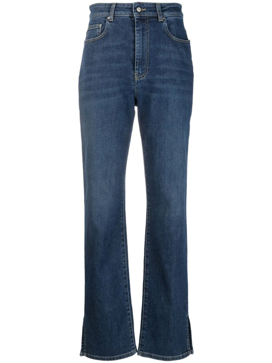 Side-Slit Bootcut Jeans