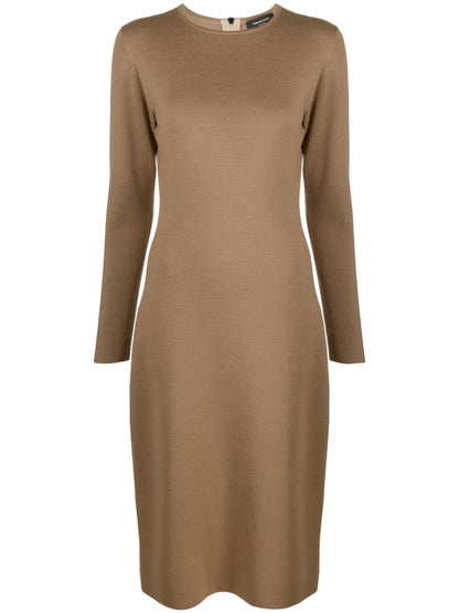 Long-Sleeve Knitted Wool Dress