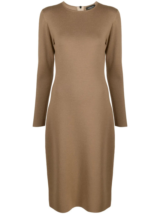 Long-Sleeve Knitted Wool Dress