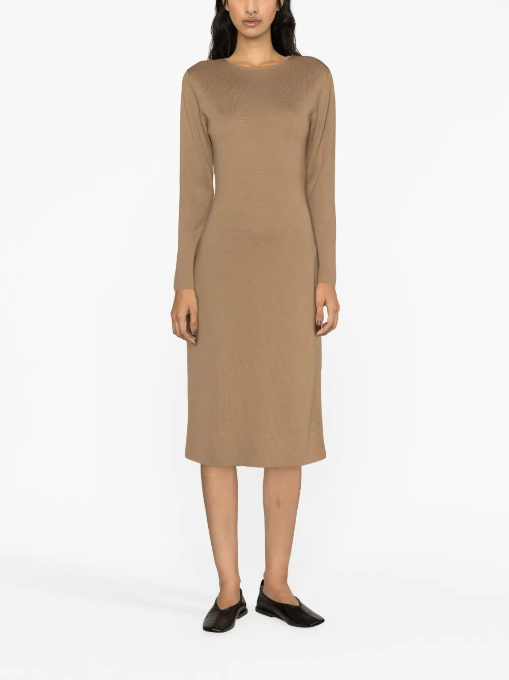 Long-Sleeve Knitted Wool Dress