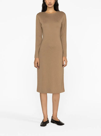 Long-Sleeve Knitted Wool Dress
