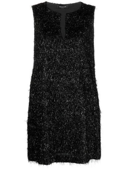 Metallic-Threading Fringed Minidress