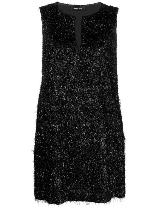 Metallic-Threading Fringed Minidress