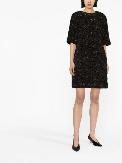 Bouclé Short-Sleeve Minidress