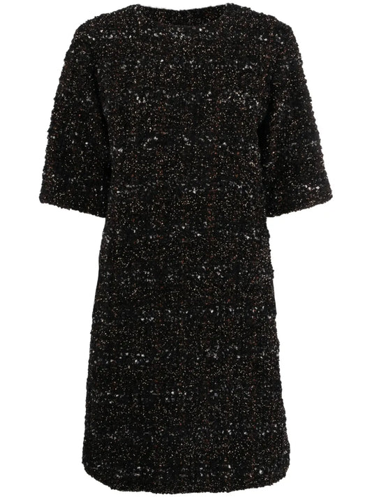 Bouclé Short-Sleeve Minidress