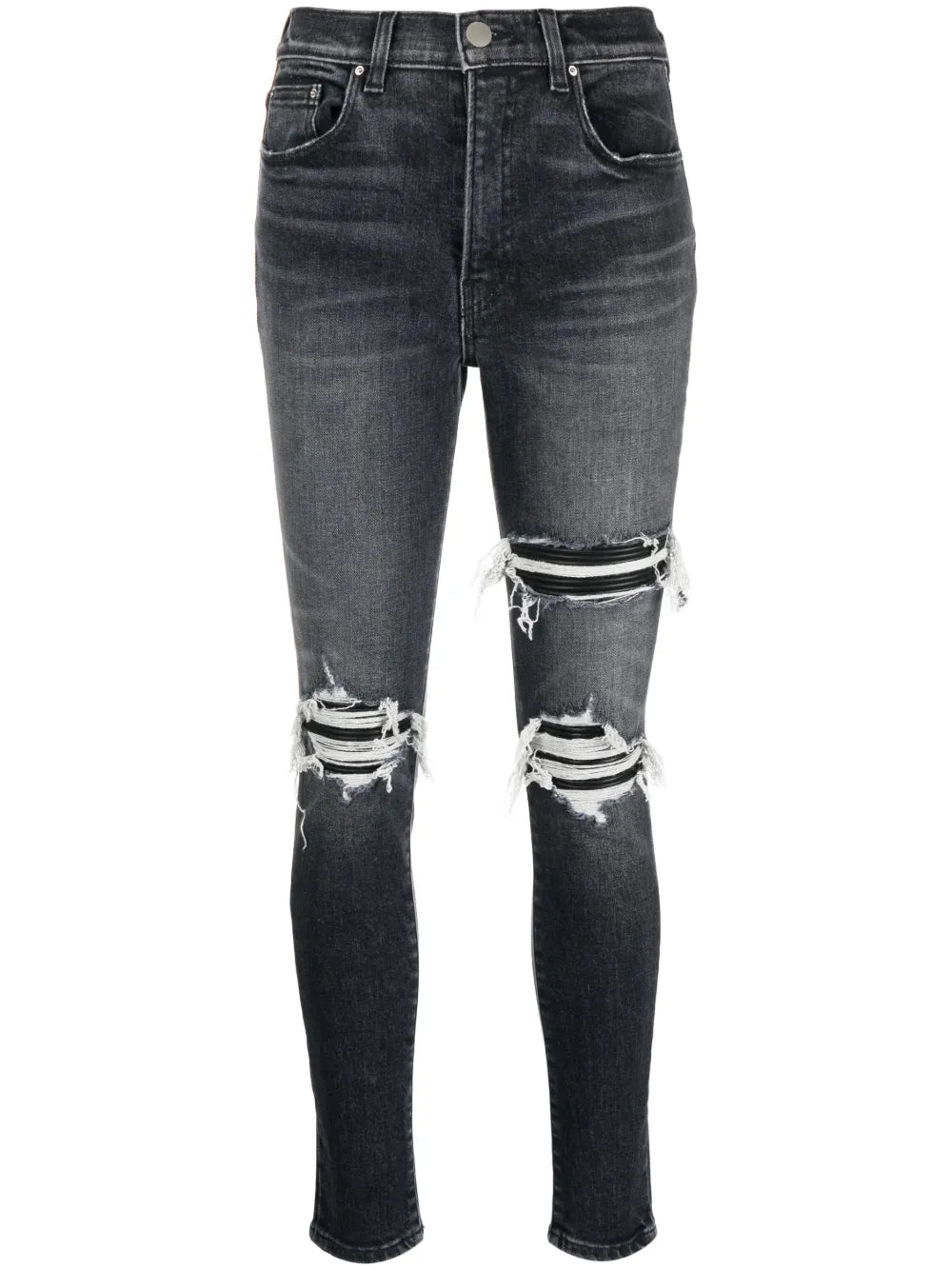 High-Waist Distressed Skinny Jeans