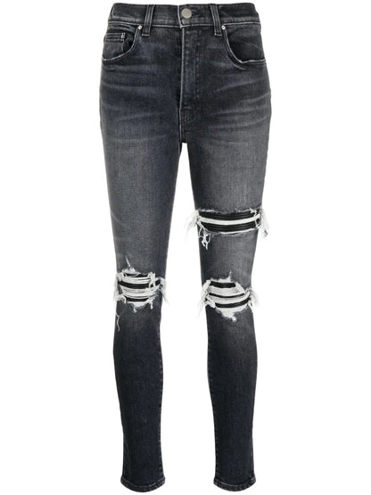 High-Waist Distressed Skinny Jeans