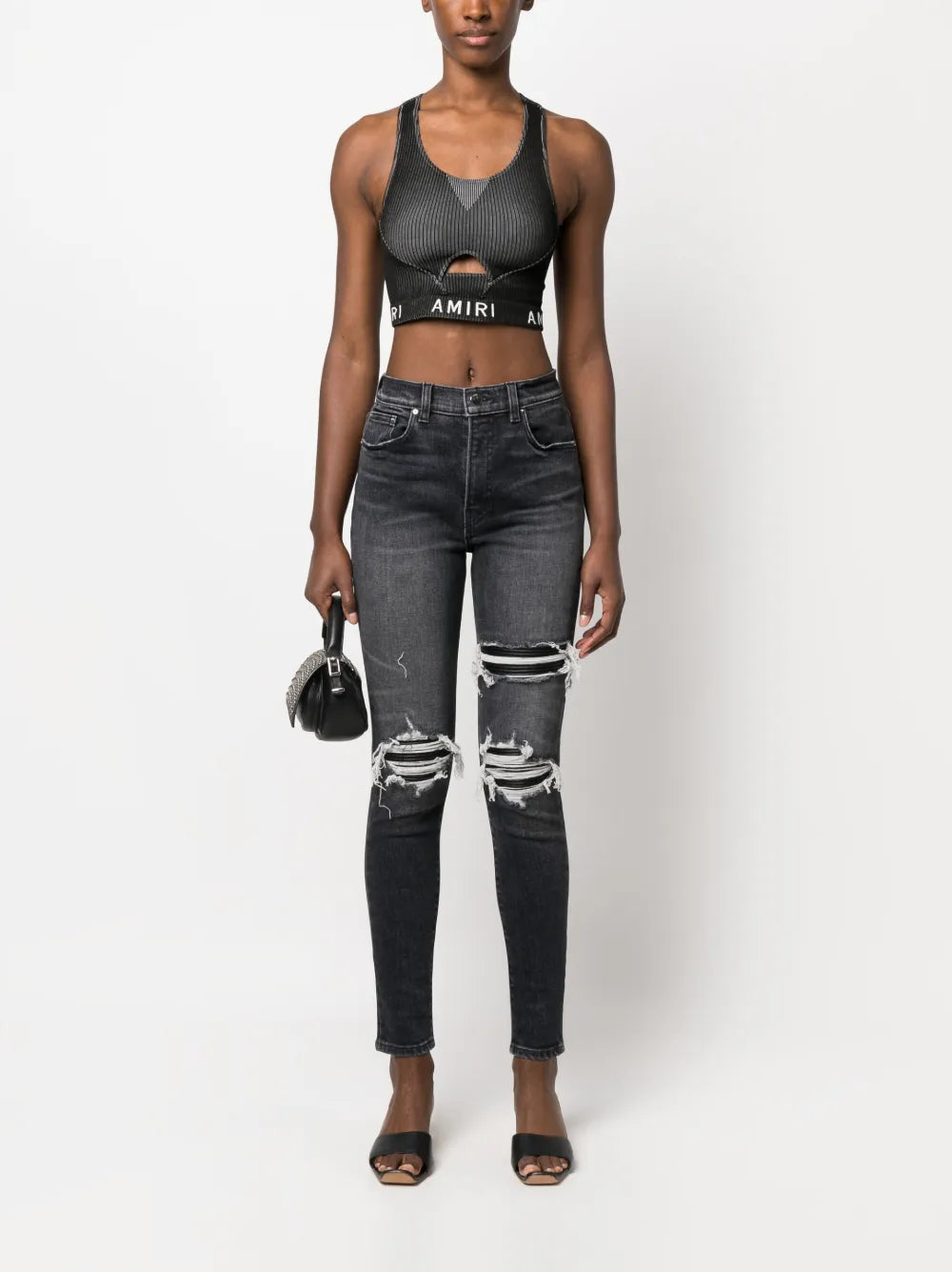 High-Waist Distressed Skinny Jeans