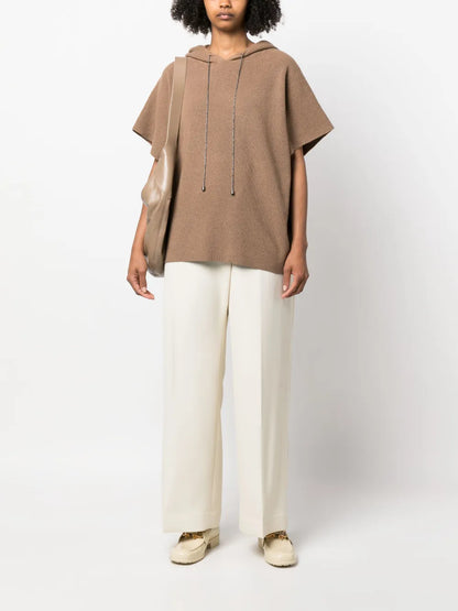 Short-Sleeved Knitted Hoodie