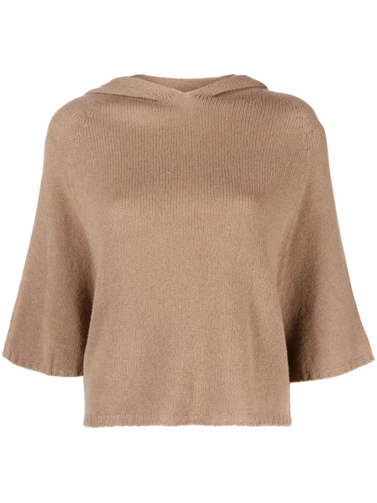 Three-Quarter Sleeved Hooded Jumper