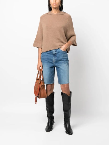 Three-Quarter Sleeved Hooded Jumper