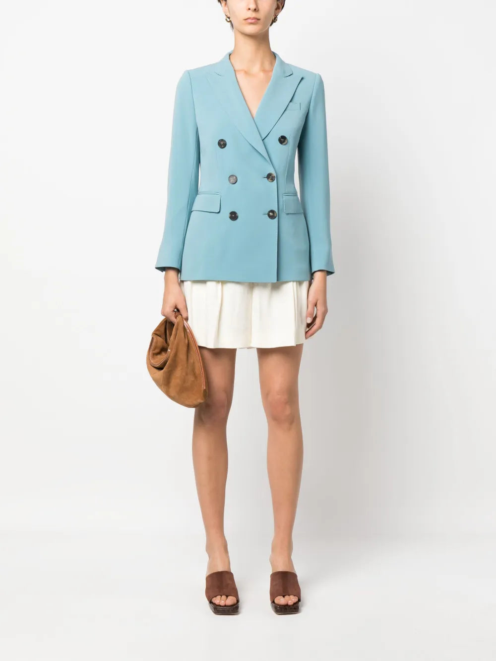 Double-Breasted Button Blazer