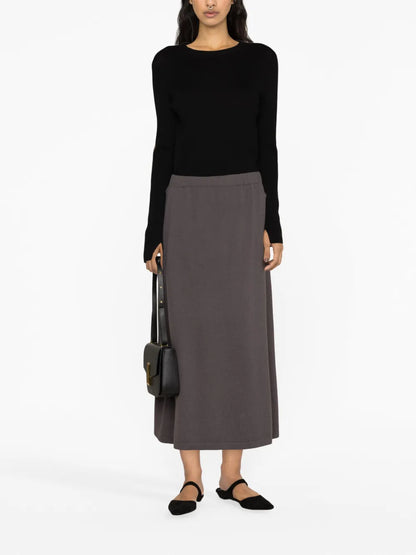 Ribbed-Knit Midi Skirt