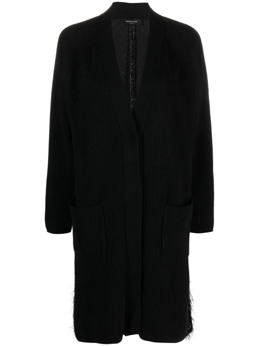 Bouclé-Detailing Knitted Cardi-Coat