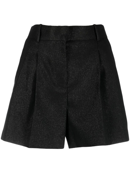 Pleat-Detail High-Waisted Shorts