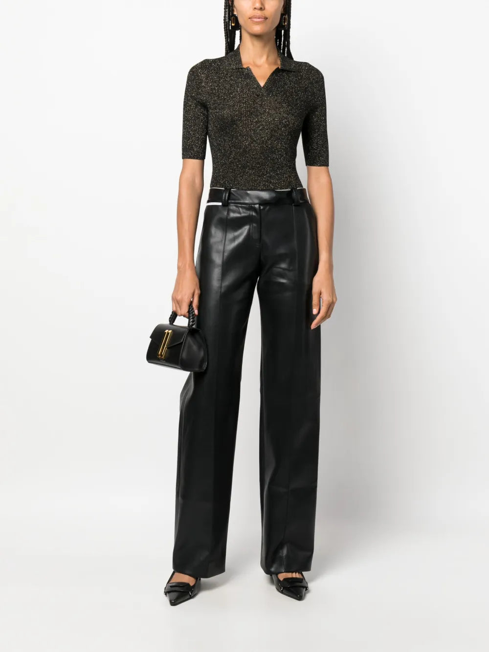 Short-Sleeved Glitter Polo Shirt