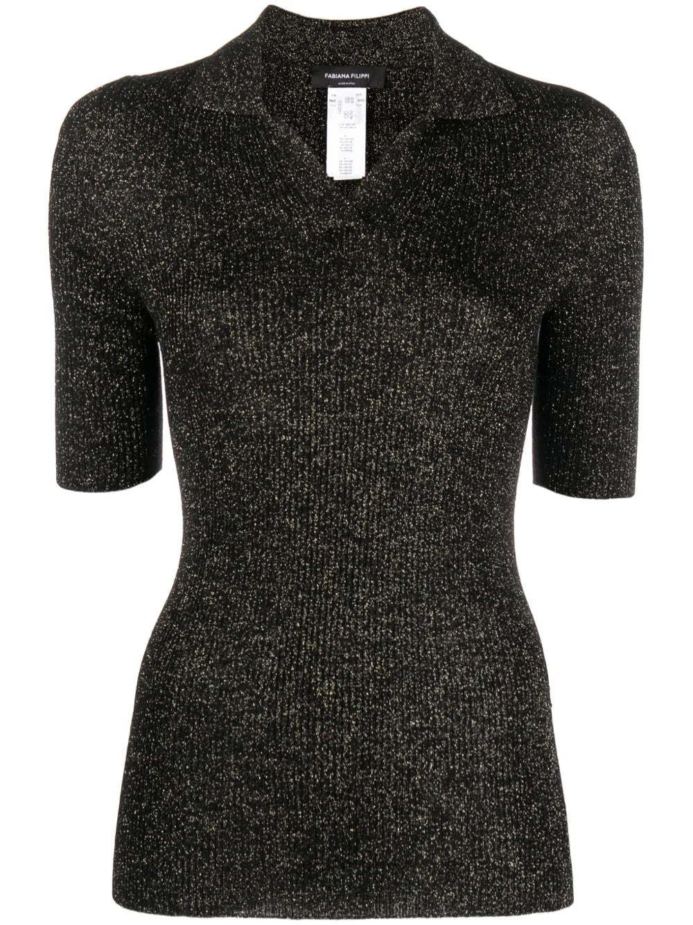 Short-Sleeved Glitter Polo Shirt