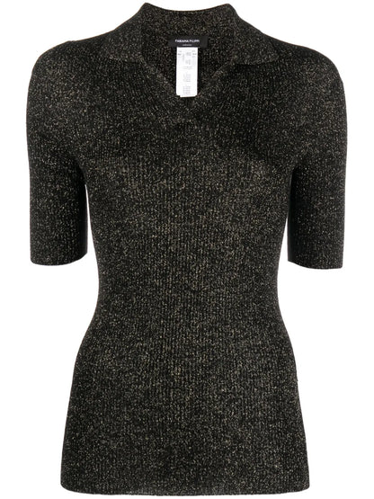 Short-Sleeved Glitter Polo Shirt